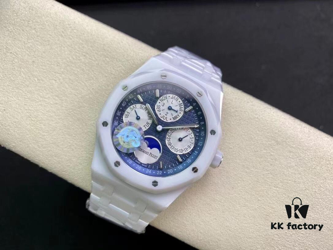 6931a8a1ccd8ab3d7af9d108 APS AP Royal Oak Series White Ceramic 26579 True Moon Phase Grande Tapisserie Dial 41mm Authentic Automatic Movement 5134 Slim 10.5mm Real Functions