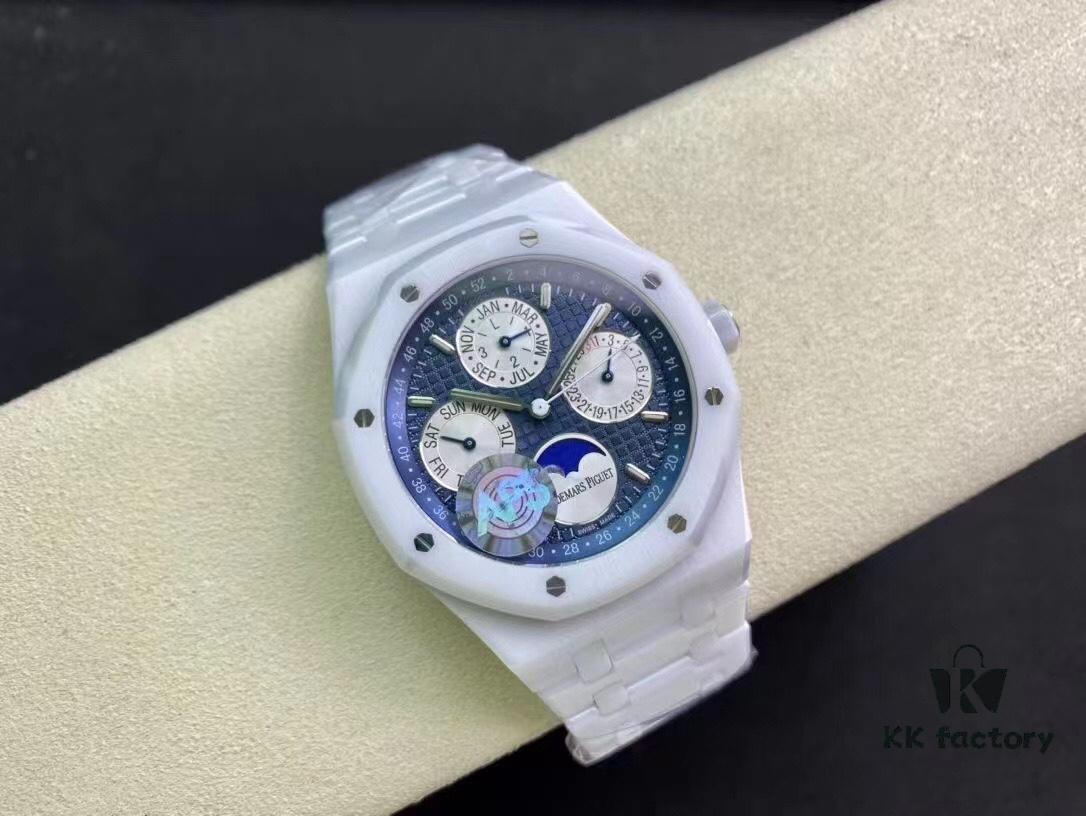 6931a8a1ccd8ab3d7af9d109 APS AP Royal Oak Series White Ceramic 26579 True Moon Phase Grande Tapisserie Dial 41mm Authentic Automatic Movement 5134 Slim 10.5mm Real Functions