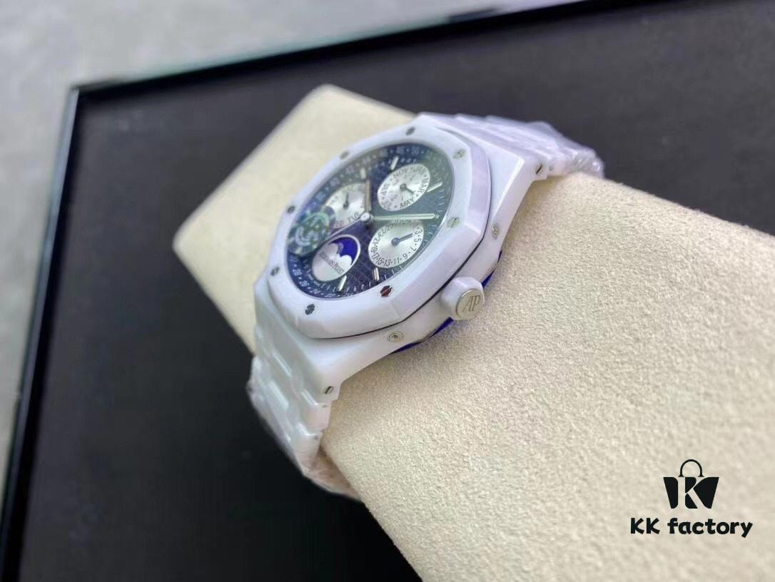 6931a8a1ccd8ab3d7af9d10b APS AP Royal Oak Series White Ceramic 26579 True Moon Phase Grande Tapisserie Dial 41mm Authentic Automatic Movement 5134 Slim 10.5mm Real Functions