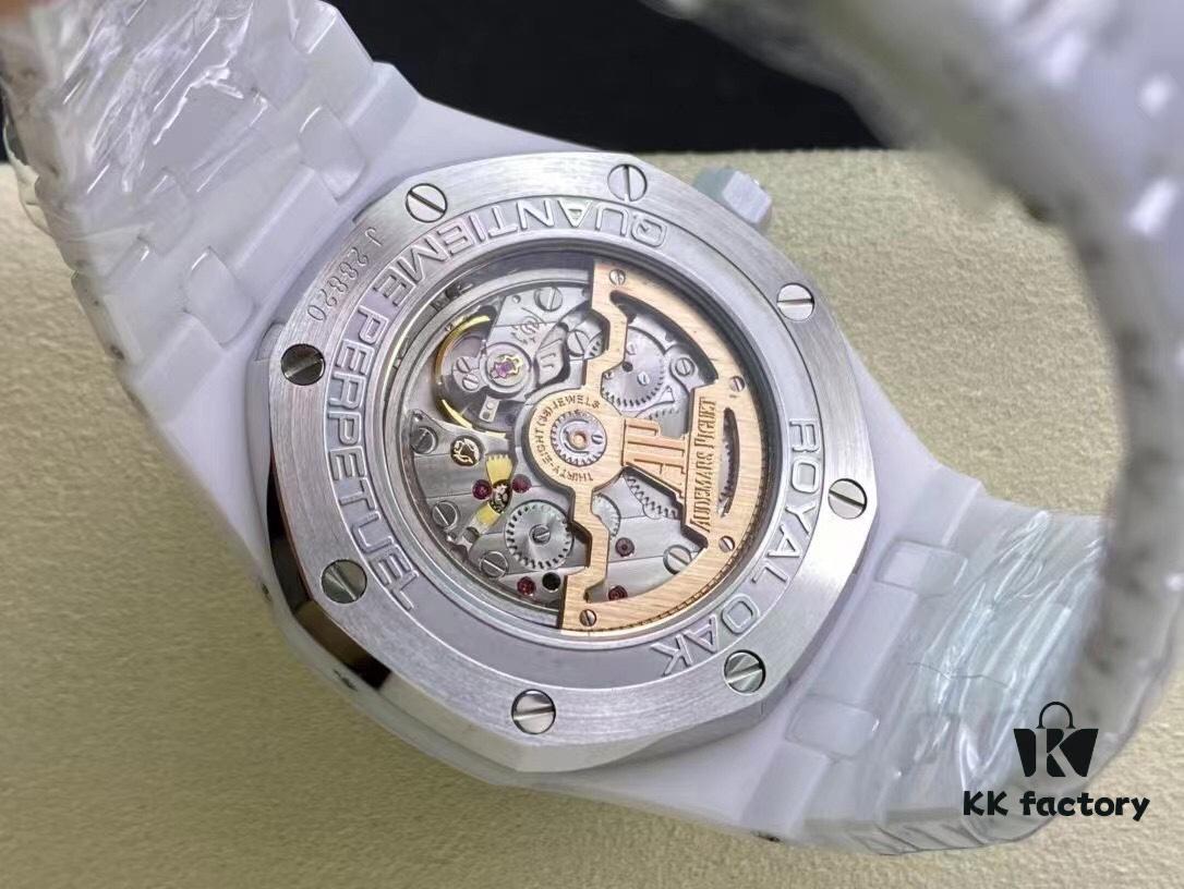 6931a8a1ccd8ab3d7af9d10c APS AP Royal Oak Series White Ceramic 26579 True Moon Phase Grande Tapisserie Dial 41mm Authentic Automatic Movement 5134 Slim 10.5mm Real Functions