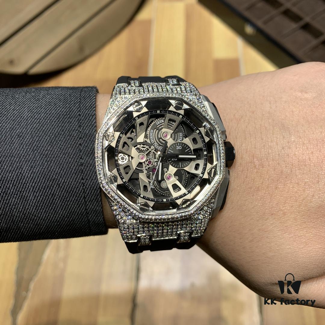 6931a8aeccd8ab3d7af9d1e7 Royal Oak Offshore Premium Replica Audemars Piguet AP Watch for Men, Exquisite Timepiece with Natural Rubber Strap and Pin Buckle, 904L Stainless Steel Case, Mineral Hardened Glass, Imported Japanese Quartz Chronograph, 47mm Diameter, 13mm Thickness