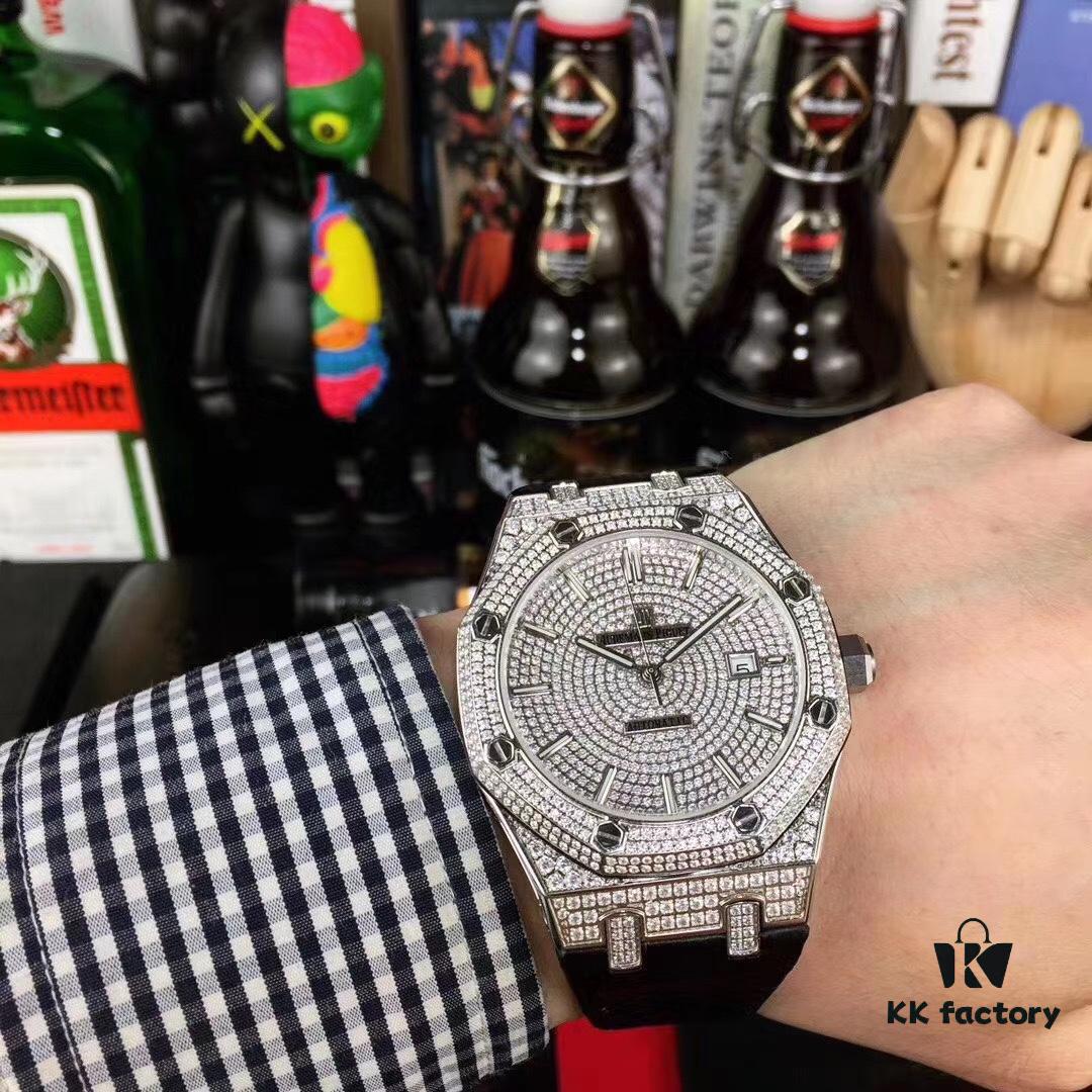 6931a8b8ccd8ab3d7af9d28a Royal Oak Offshore Meteorite Series Fully Set with Diamonds, Equipped with Modified Original Cal.3120 Ultra-Thin Automatic Movement, Italian Cowhide Strap, Original Buckle, One Year of Technical Refinement Achieves the Thinnest Full-Diamond Mechanical Watch on the Market, Size 41mm * 10mm