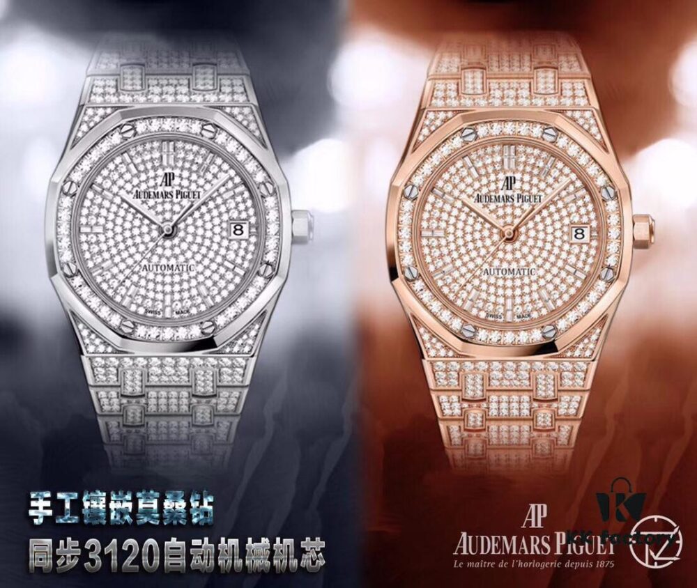 TZ Audemars Piguet Royal Oak Series 15452 Men's Full Diamond Sky-Dweller Watch with Hand-Set Moissanite