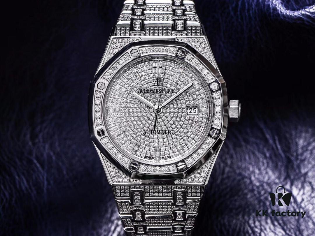 6931a8c1ccd8ab3d7af9d32a TZ Audemars Piguet Royal Oak Series 15452 Men's Full Diamond Sky-Dweller Watch with Hand-Set Moissanite