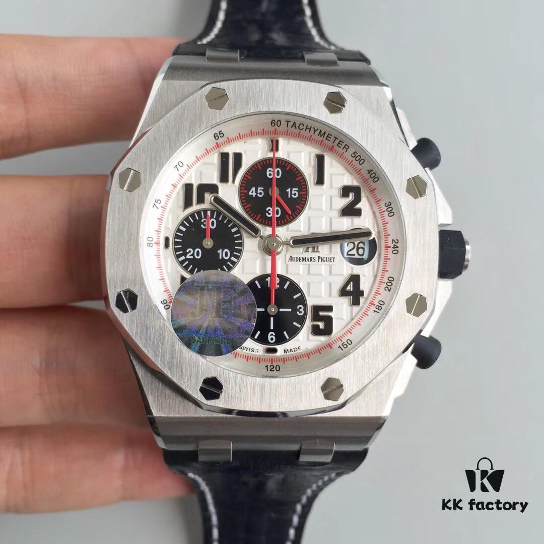 6931a8c3ccd8ab3d7af9d344 JF Fine Craftsmanship Audemars Piguet Royal Oak Offshore Series Panda Dial Chronograph Stainless Steel Bracelet Rubber Pushers Sapphire Crystal 7750 Modified with Small Seconds at 12 o'clock Position Movement 42mm
