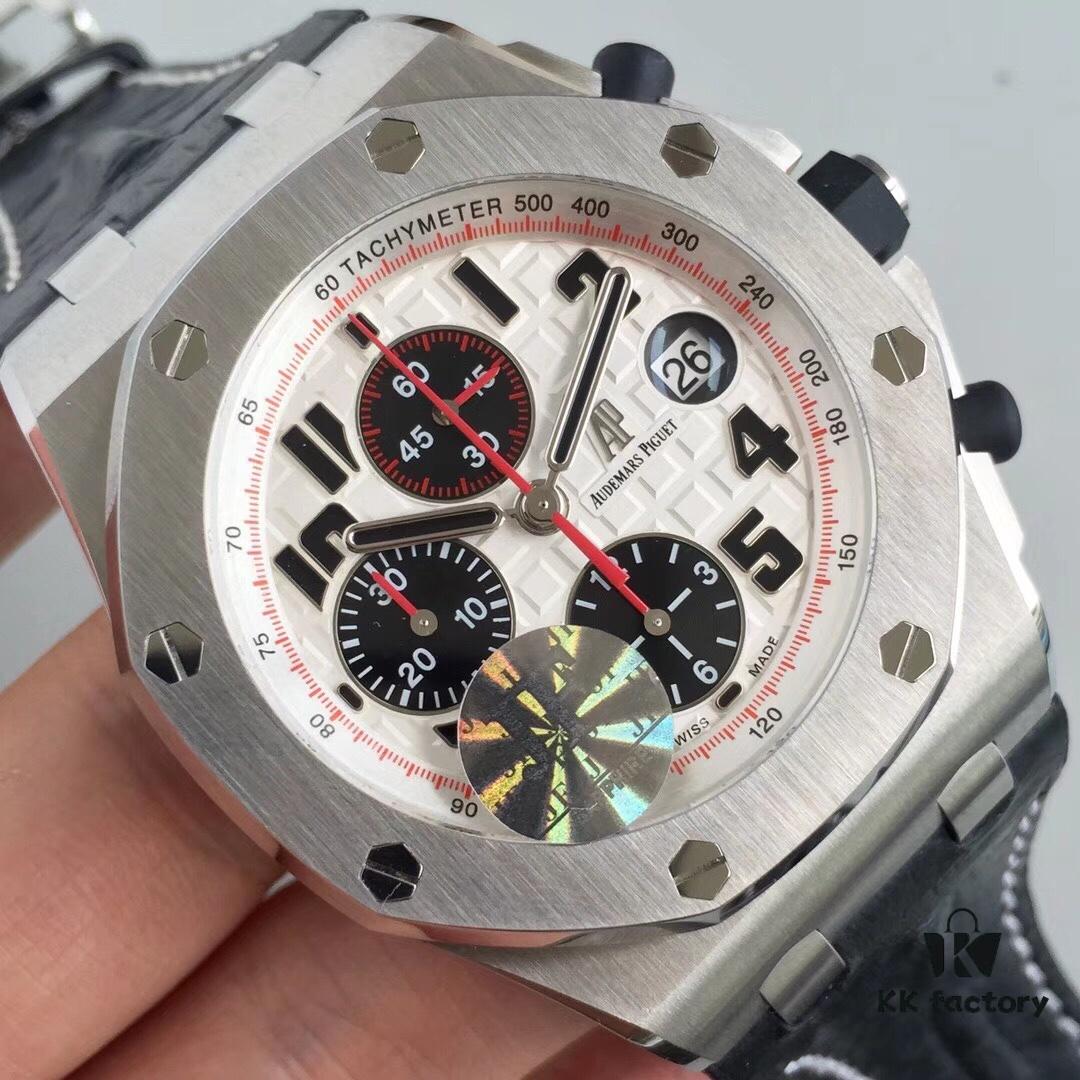 6931a8c3ccd8ab3d7af9d347 JF Fine Craftsmanship Audemars Piguet Royal Oak Offshore Series Panda Dial Chronograph Stainless Steel Bracelet Rubber Pushers Sapphire Crystal 7750 Modified with Small Seconds at 12 o'clock Position Movement 42mm