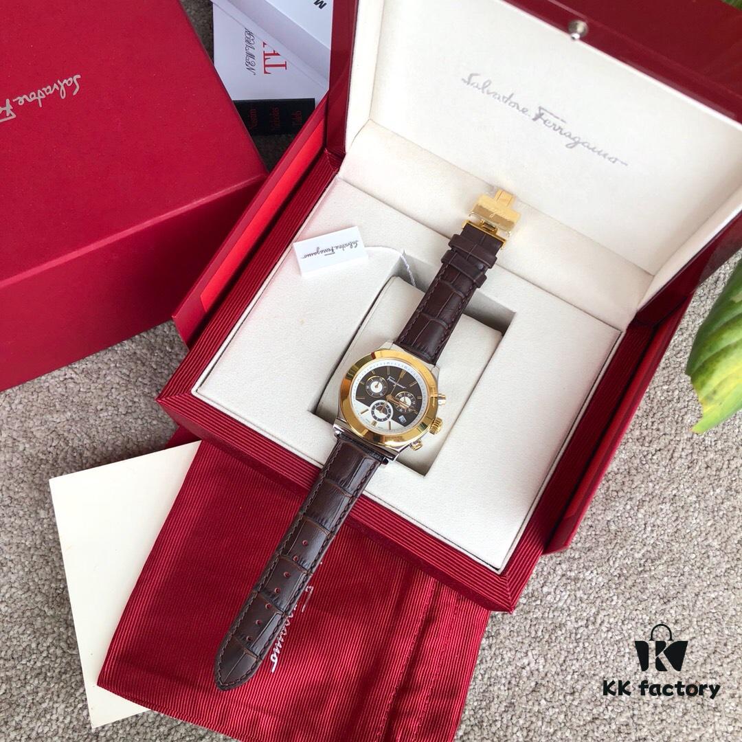 6931a8c4ccd8ab3d7af9d35b New Arrival! 2017 Authentic Ferragamo Men's Quartz Chronograph Watch with Six Hands