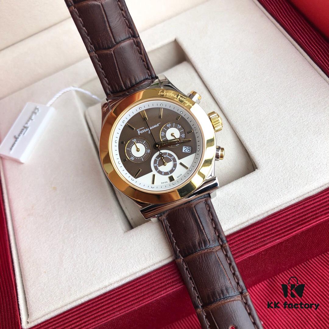 6931a8c4ccd8ab3d7af9d35c New Arrival! 2017 Authentic Ferragamo Men's Quartz Chronograph Watch with Six Hands