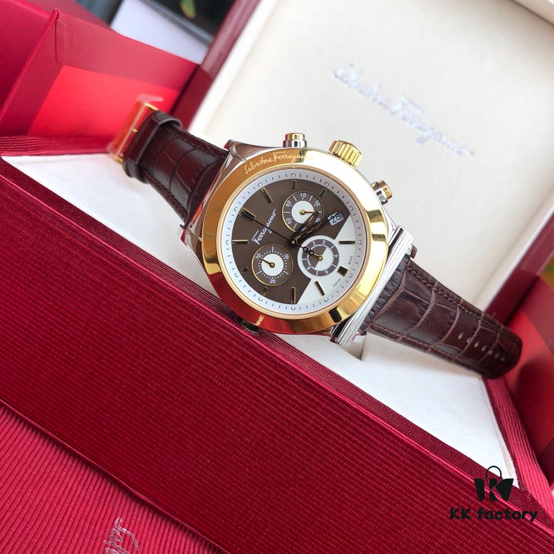 6931a8c4ccd8ab3d7af9d35f New Arrival! 2017 Authentic Ferragamo Men's Quartz Chronograph Watch with Six Hands