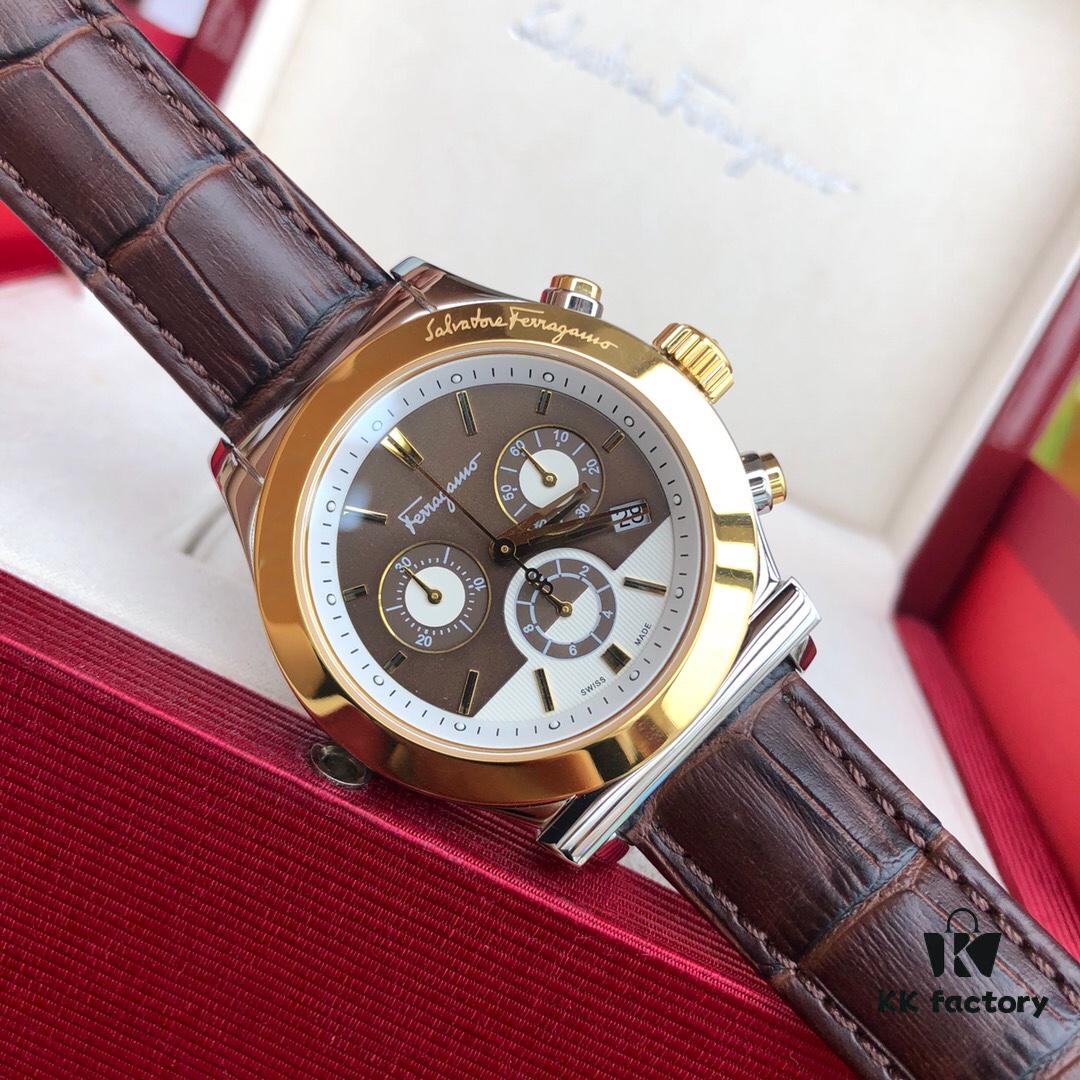 6931a8c4ccd8ab3d7af9d360 New Arrival! 2017 Authentic Ferragamo Men's Quartz Chronograph Watch with Six Hands