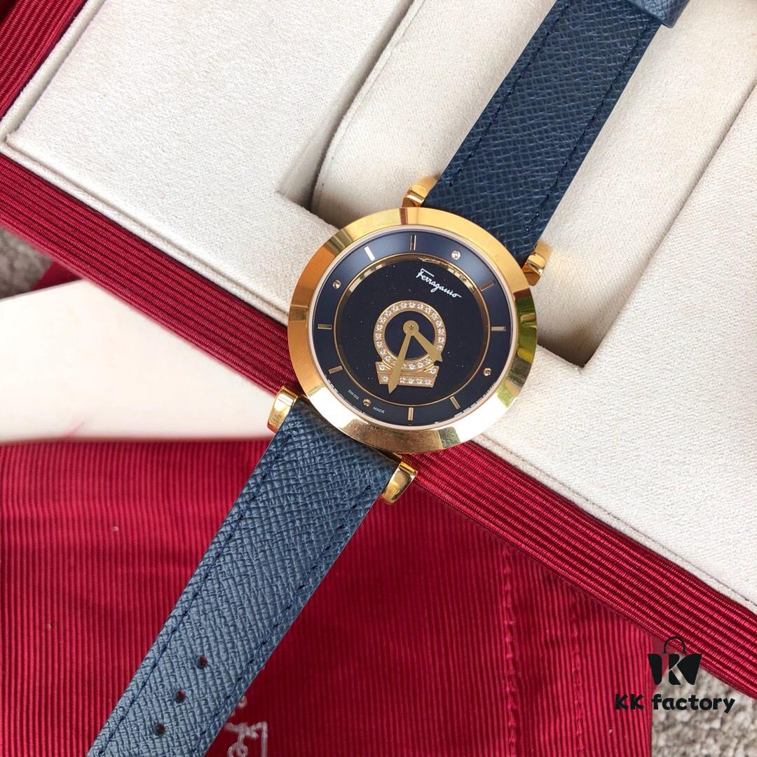 6931a8c5ccd8ab3d7af9d365 Salvatore Ferragamo FQ4 Quartz Women's Watch, 37mm Case, Sapphire Crystal, Mother-of-Pearl Dial, Calfskin Strap