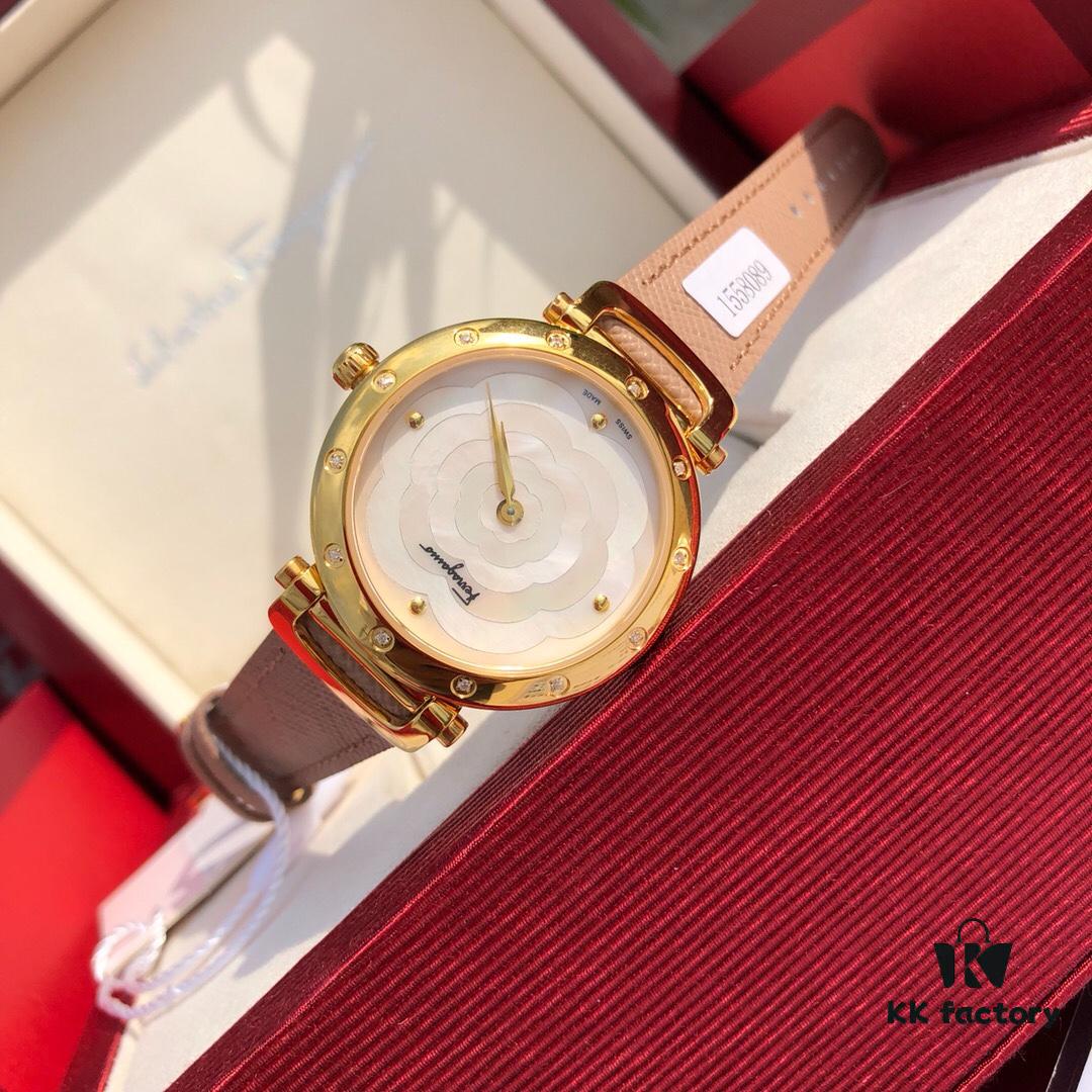 Exclusive New Arrival Ferragamo STYLE Series Diamond-Paved Ladies' Quartz Watch, 12 Genuine 1.0 vs-Grade Diamonds