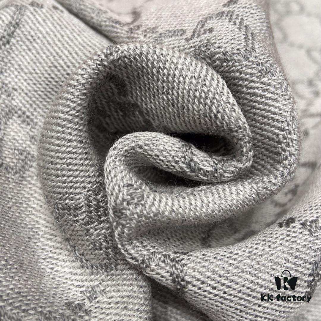 6931a8d6ccd8ab3d7af9d3b9 Classic Upgrade - Gray GUCI Double-Sided Jacquard Wool Scarf