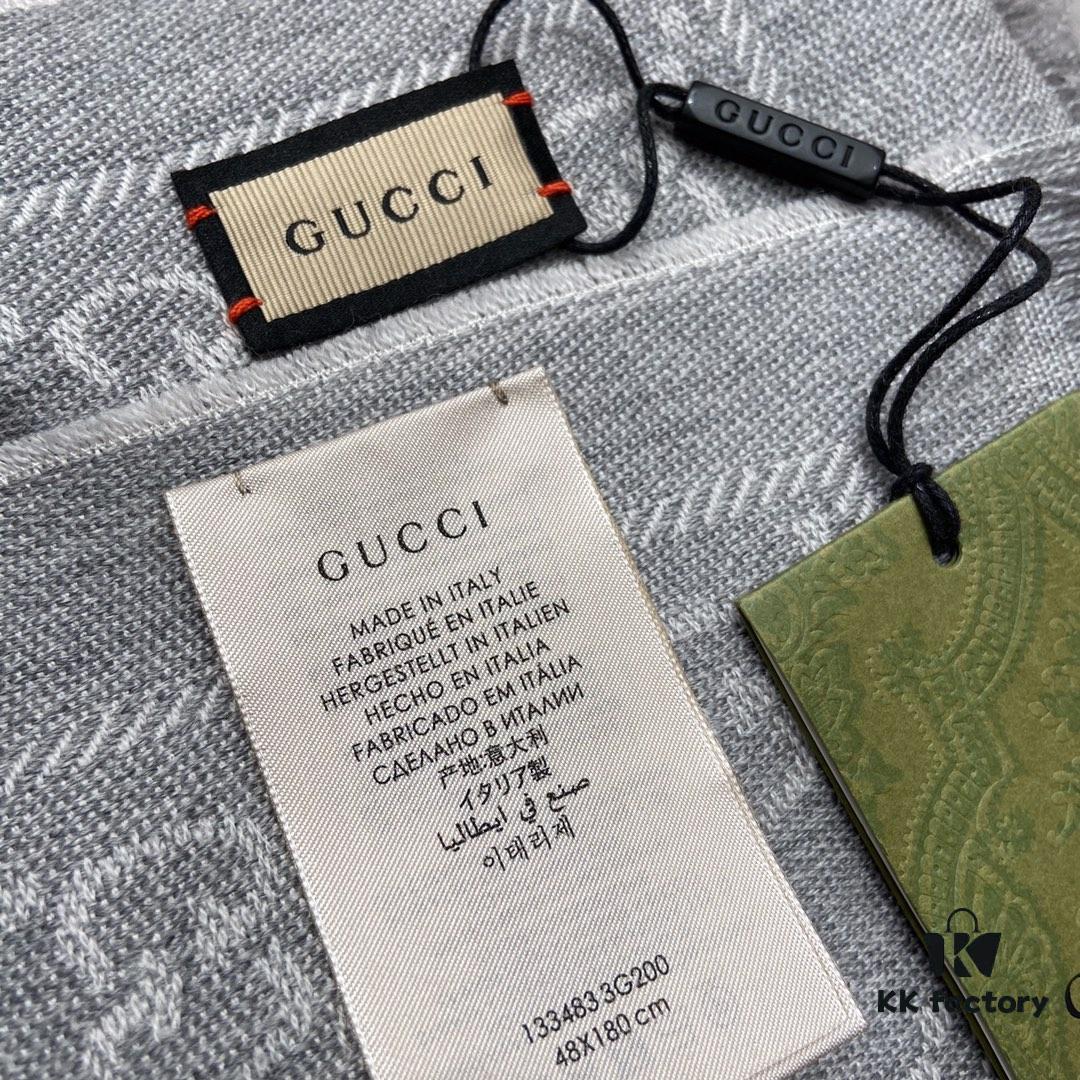 6931a8d6ccd8ab3d7af9d3bd Classic Upgrade - Gray GUCI Double-Sided Jacquard Wool Scarf