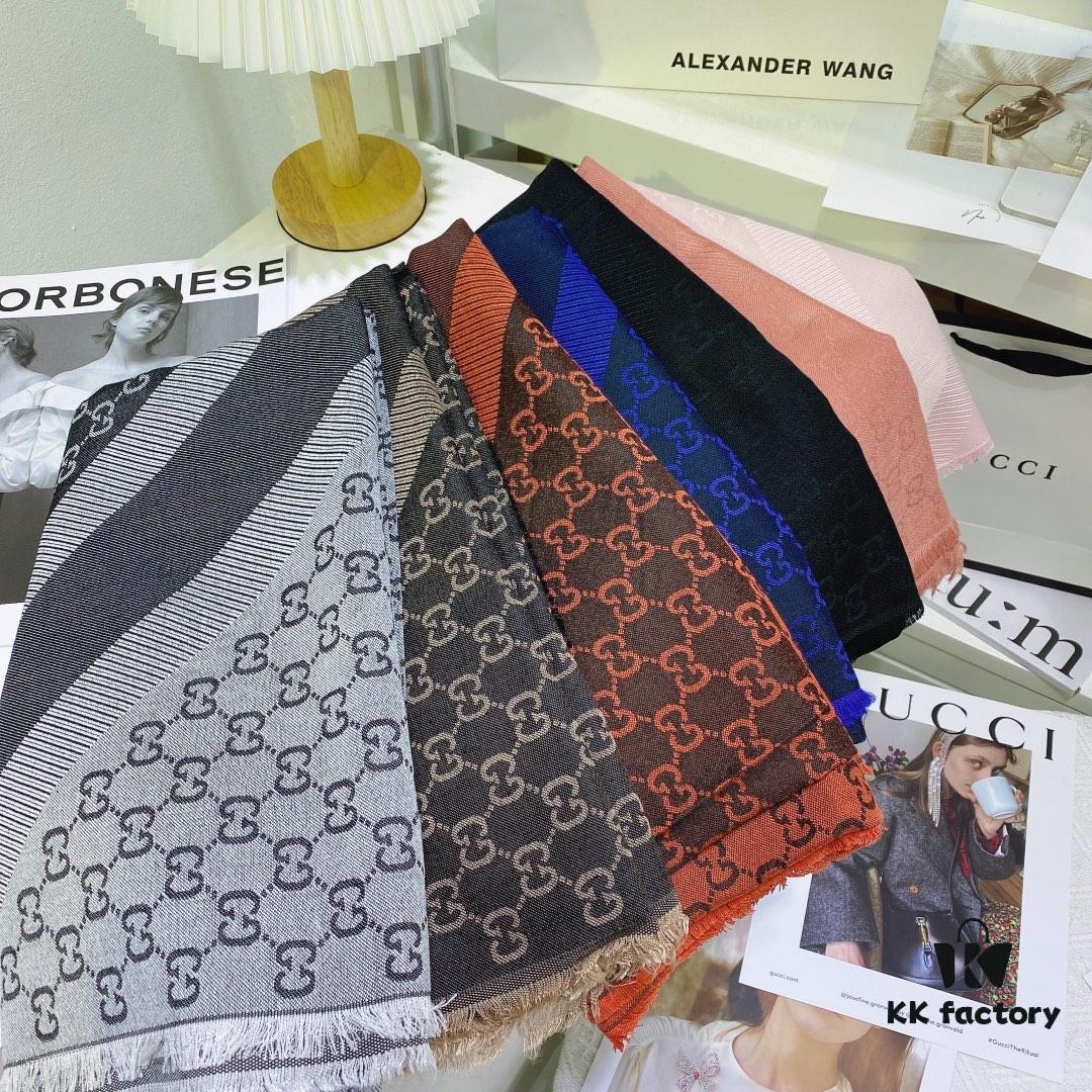 6931a8d7ccd8ab3d7af9d3cc GUCCI 2022 Fall/Winter Wool Scarf Highly Recommended Luxury Double-Sided Square Shawl 140×140 with Iconic GG Logo Pattern