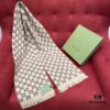 6931a8d8ccd8ab3d7af9d3e2 GUCCI Double-Sided Wool Scarf Classic Small Double G Logo, Khaki and Coffee Color Combination, Unisex Design