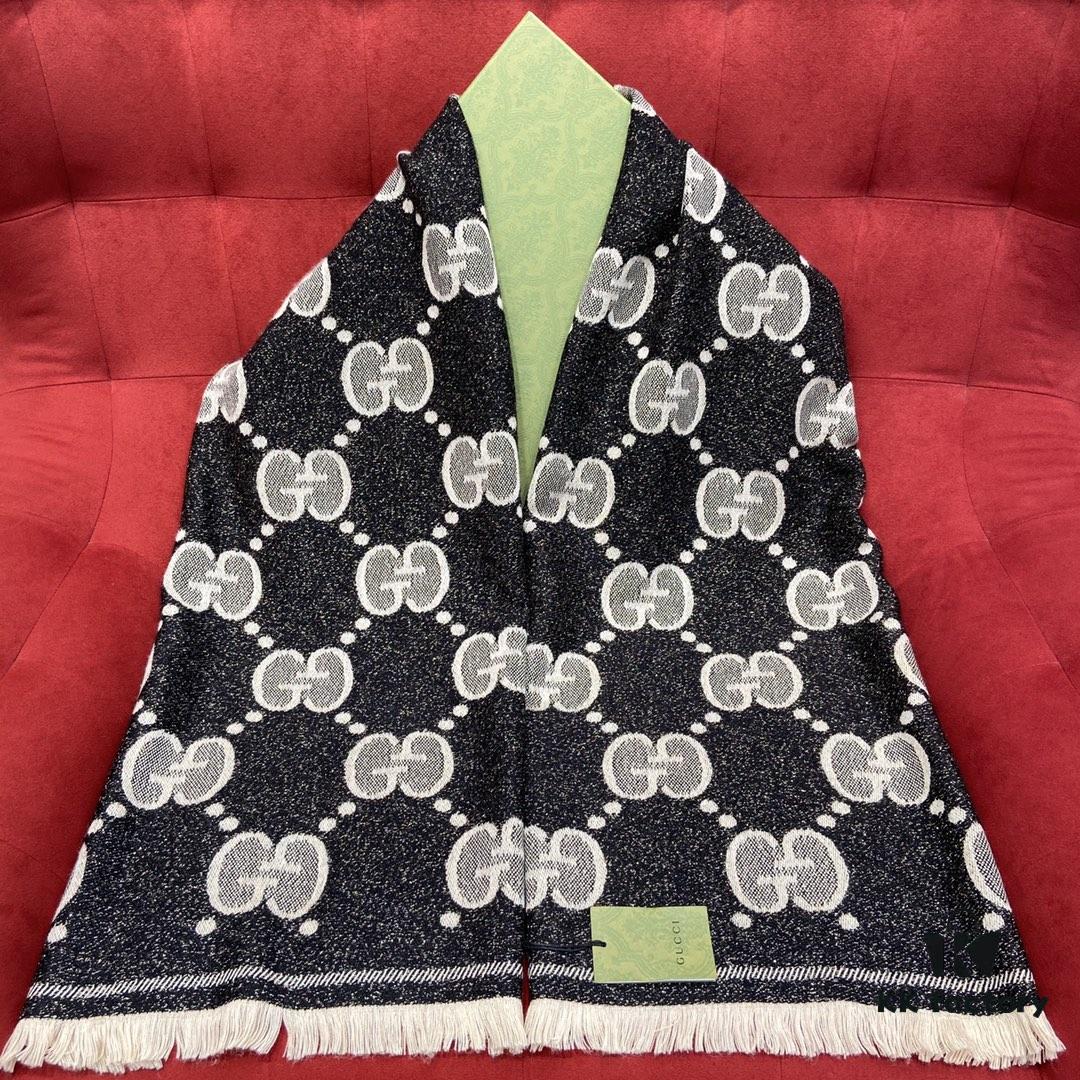 6931a8d9ccd8ab3d7af9d3f3 Gucci Unisex Wool Jacquard Scarf with Metallic Thread, Three Colors Available