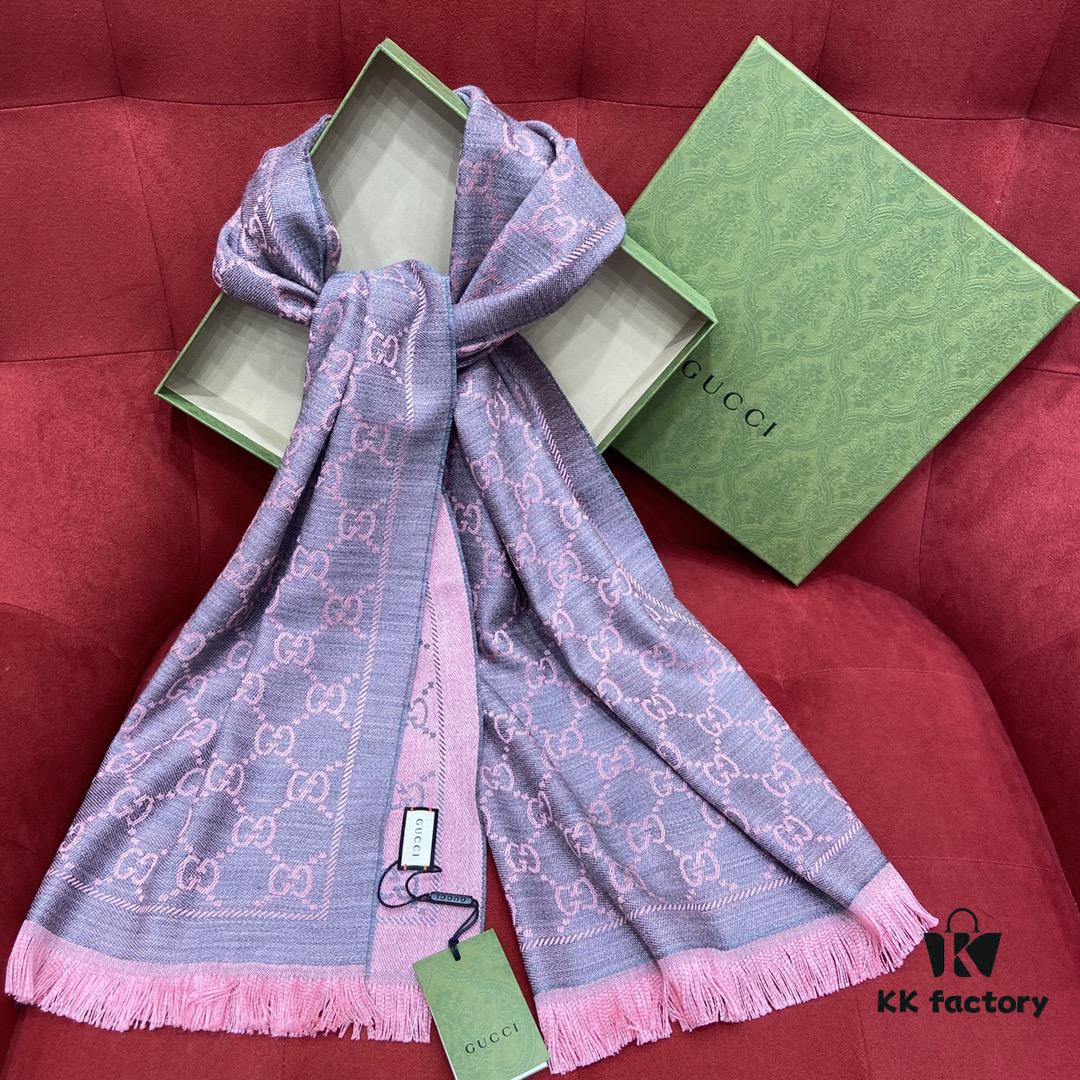 6931a8dbccd8ab3d7af9d410 Classic Upgrade - Gray Pink | GUCCI, The Original Divine Aesthetic Style, So Soft and Elegant, Great Value, Double-Sided 3D Jacquard Craft, Wearable on Both Sides, 100% Wool, Extremely Soft and Non-Irritating, 48cm*180cm