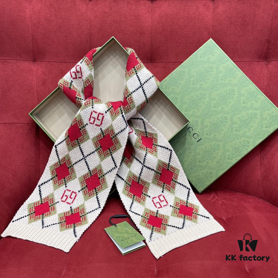 6931a8dcccd8ab3d7af9d419 Bestseller GUCCI Geometric Pattern Kids' Scarf, Adorable Style Suitable for Adults Too – Vintage Charm, Super Soft and Non-Irritating, 100% Wool, 16*140cm