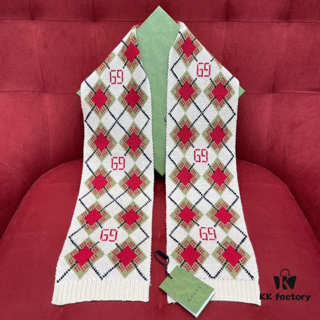 6931a8dcccd8ab3d7af9d420 Bestseller GUCCI Geometric Pattern Kids' Scarf, Adorable Style Suitable for Adults Too – Vintage Charm, Super Soft and Non-Irritating, 100% Wool, 16*140cm