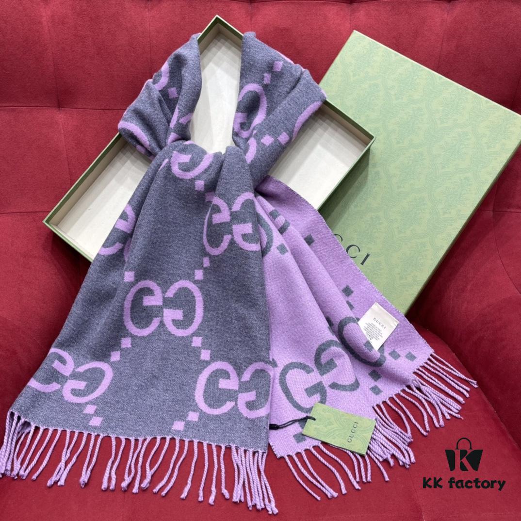 6931a8dcccd8ab3d7af9d423 Gray Pink GUCCI Double-Sided Large Tassel Scarf – 100% Cashmere, Extremely Soft and Skin-Friendly, Luxurious and Elegant Unisex Scarf, 45*200CM