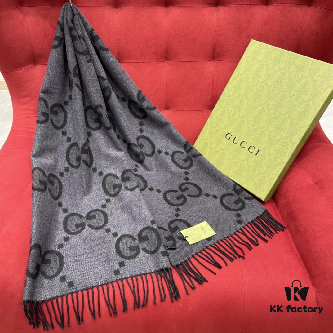 6931a8ddccd8ab3d7af9d42a Charcoal Gray GUCI Double-Sided Large Tassel Scarf – 100% Cashmere, Exceptionally Soft and Skin-Friendly, Luxurious and Elegant Unisex Design, 45*200cm