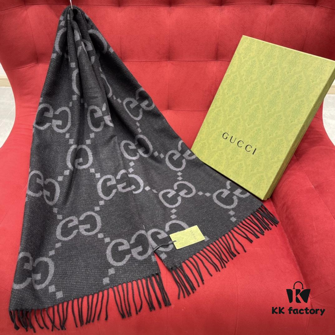 6931a8ddccd8ab3d7af9d42b Charcoal Gray GUCI Double-Sided Large Tassel Scarf – 100% Cashmere, Exceptionally Soft and Skin-Friendly, Luxurious and Elegant Unisex Design, 45*200cm