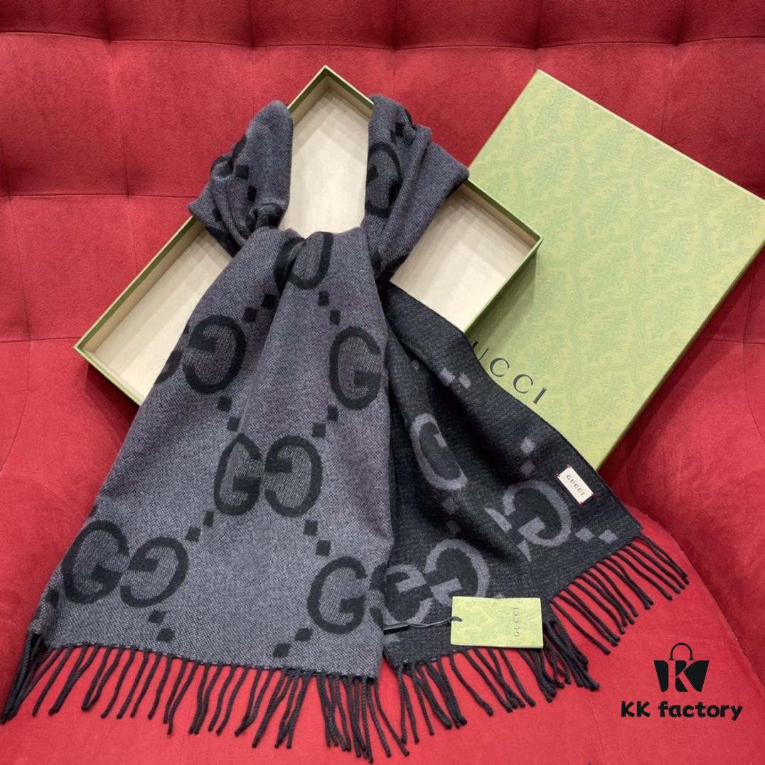 6931a8ddccd8ab3d7af9d42c Charcoal Gray GUCI Double-Sided Large Tassel Scarf – 100% Cashmere, Exceptionally Soft and Skin-Friendly, Luxurious and Elegant Unisex Design, 45*200cm