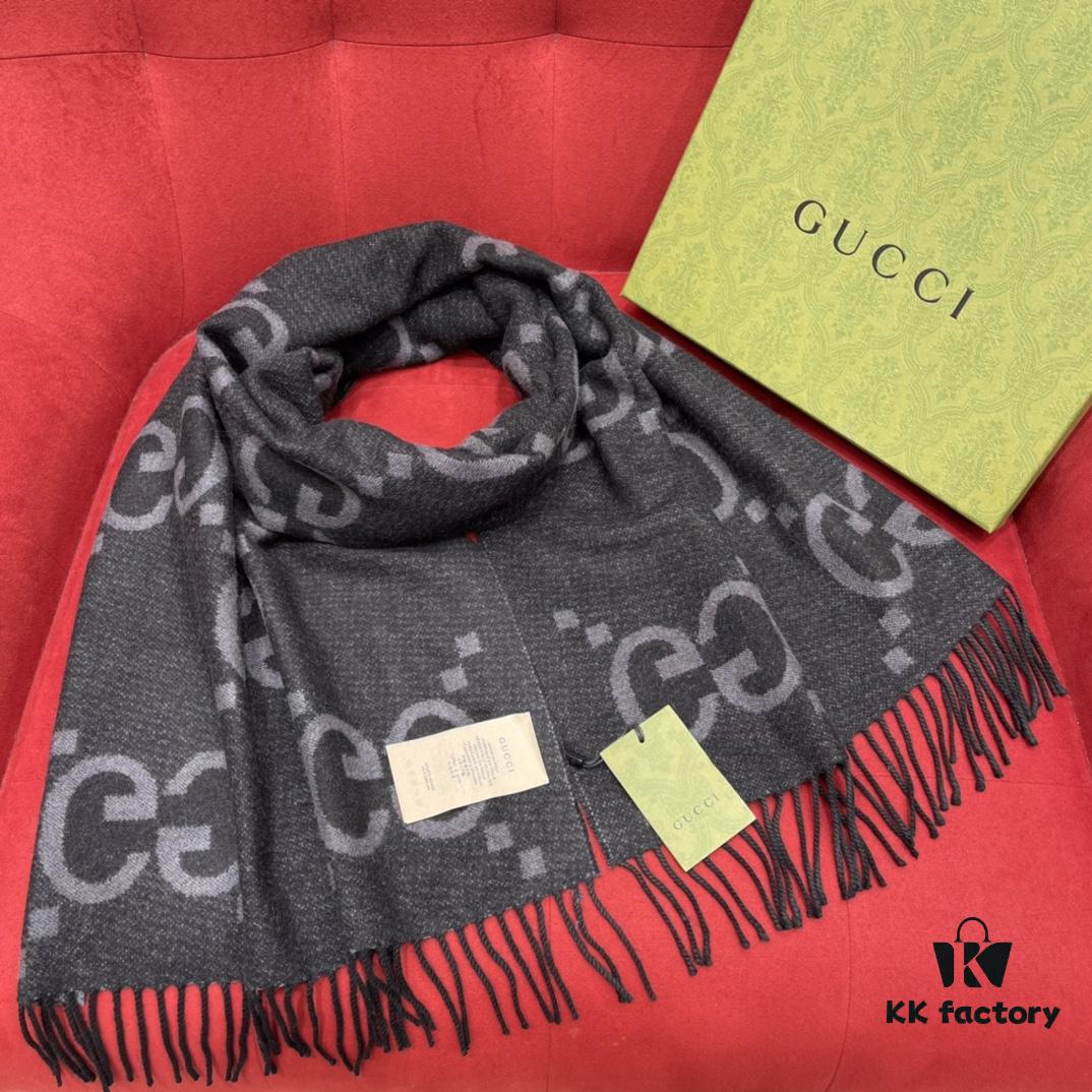 6931a8ddccd8ab3d7af9d42d Charcoal Gray GUCI Double-Sided Large Tassel Scarf – 100% Cashmere, Exceptionally Soft and Skin-Friendly, Luxurious and Elegant Unisex Design, 45*200cm