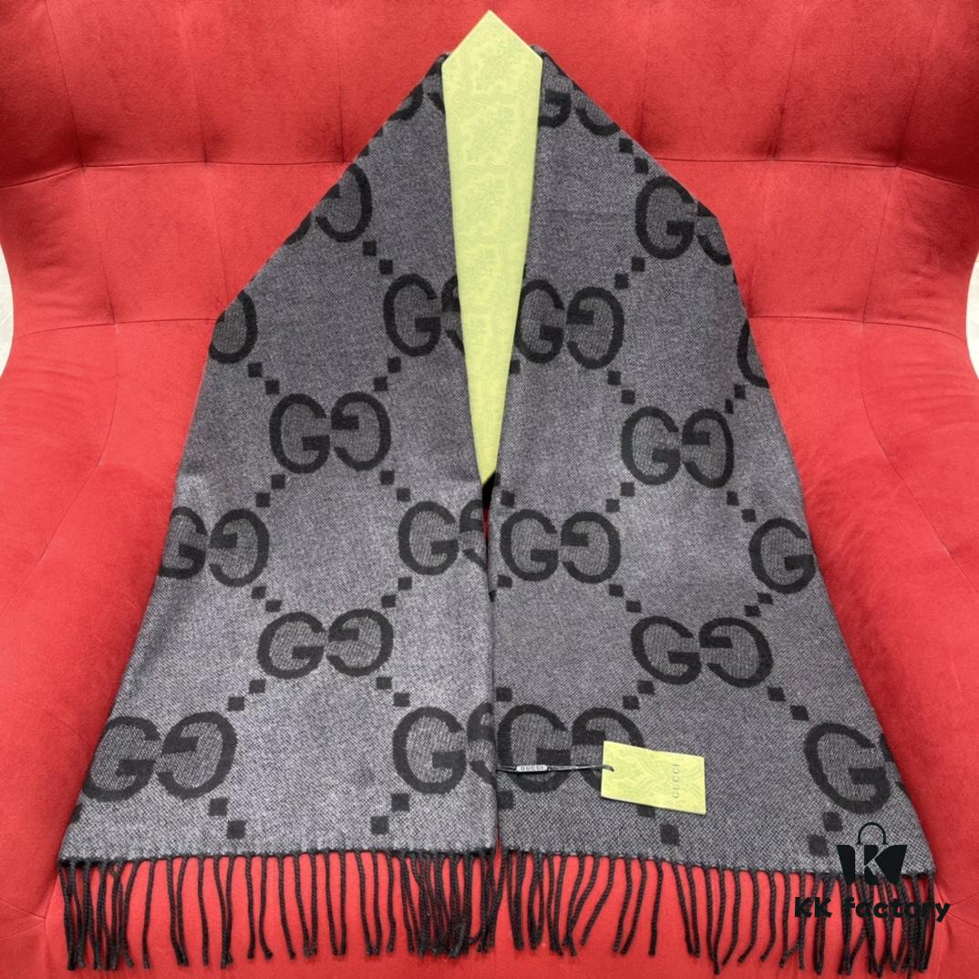 6931a8ddccd8ab3d7af9d432 Charcoal Gray GUCI Double-Sided Large Tassel Scarf – 100% Cashmere, Exceptionally Soft and Skin-Friendly, Luxurious and Elegant Unisex Design, 45*200cm