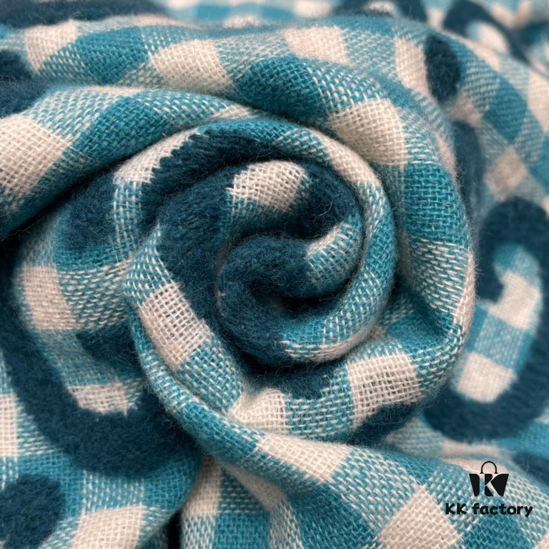 6931a8ddccd8ab3d7af9d439 GUCCI Check Two-Tone Fringe Scarf