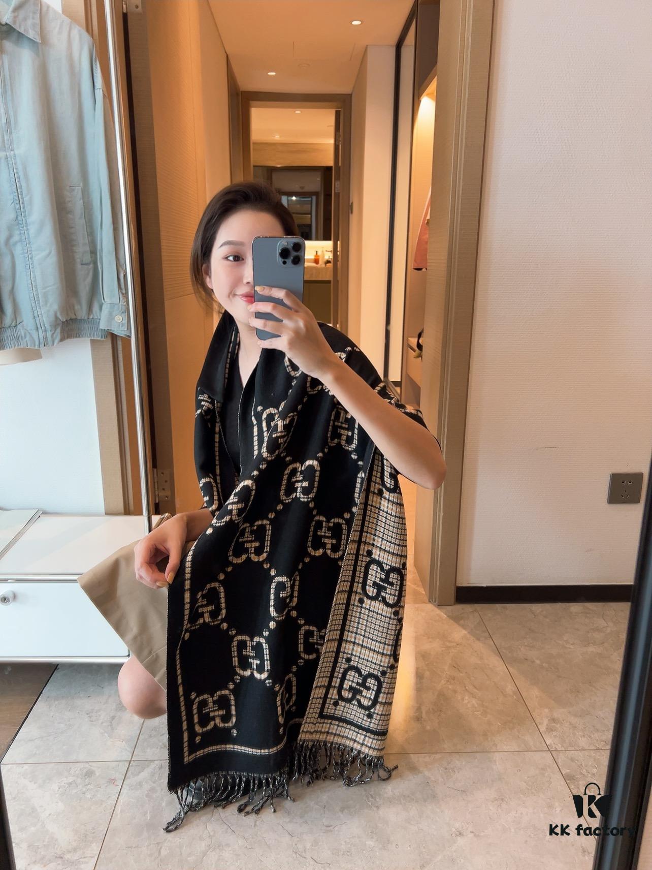 6931a8e0ccd8ab3d7af9d464 Gucci Classic Two-Tone Twill Scarf - Premium Quality, New 2022 Colors, Core-Spun Yarn