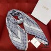 6931a8e6ccd8ab3d7af9d4c4 Dior Denim Blue Checkered Shawl - 140*140cm Multifunctional Scarf Made of Wool, Silk, and Cashmere Blend