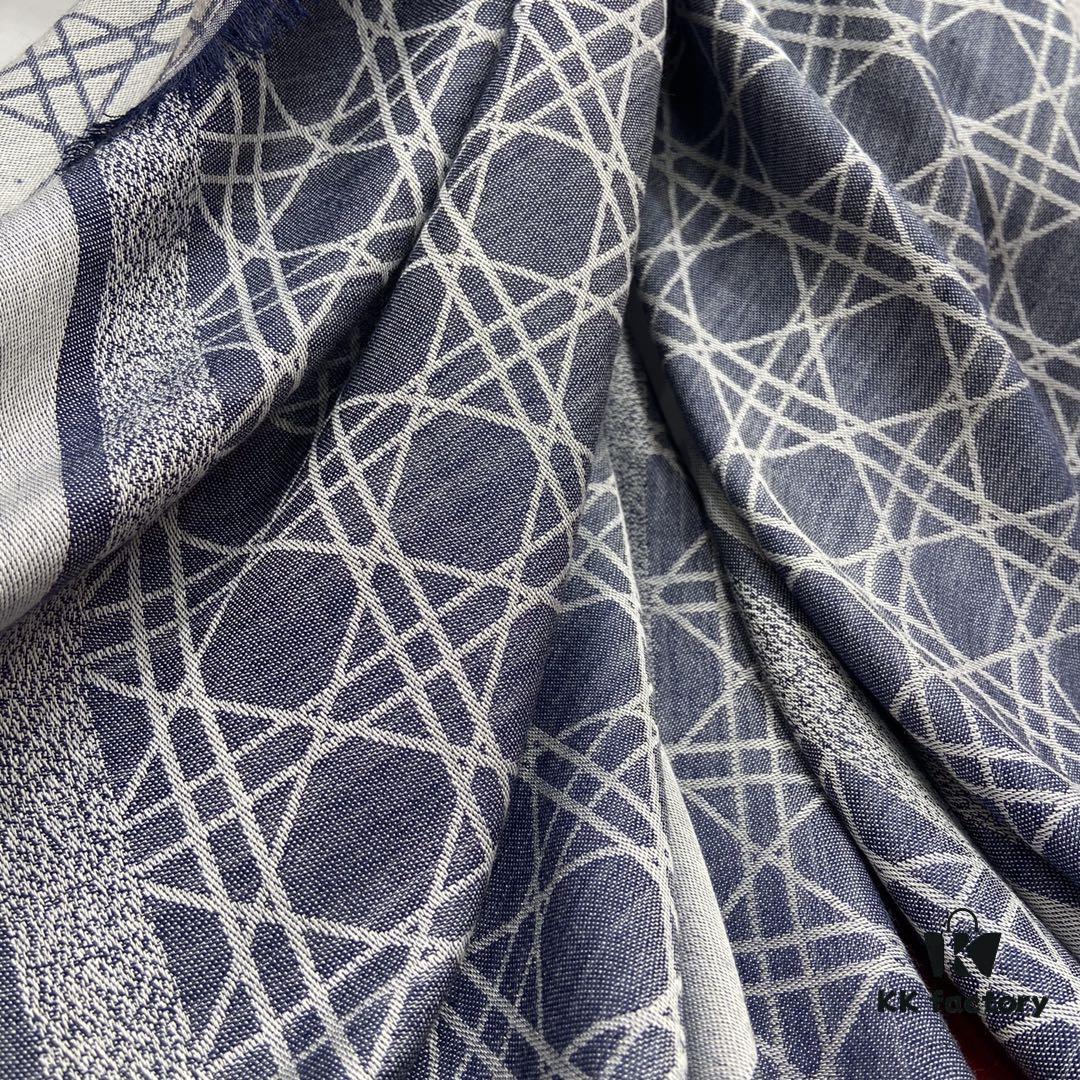 6931a8e6ccd8ab3d7af9d4c5 Dior Denim Blue Checkered Shawl - 140*140cm Multifunctional Scarf Made of Wool, Silk, and Cashmere Blend