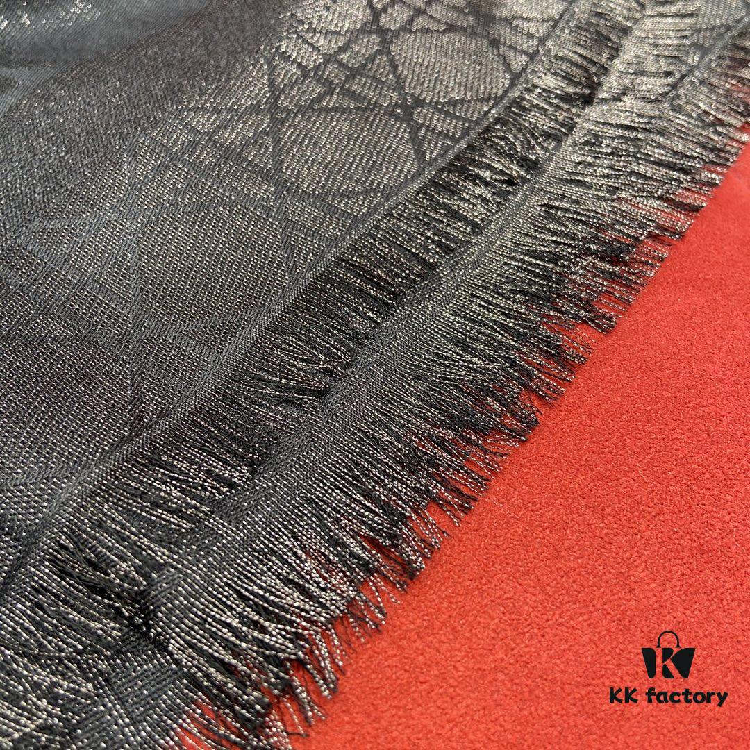 Dior Checkered Pattern Gold Thread Shawl, Black - Silk and Wool-Cashmere Blend, 140cm*140cm