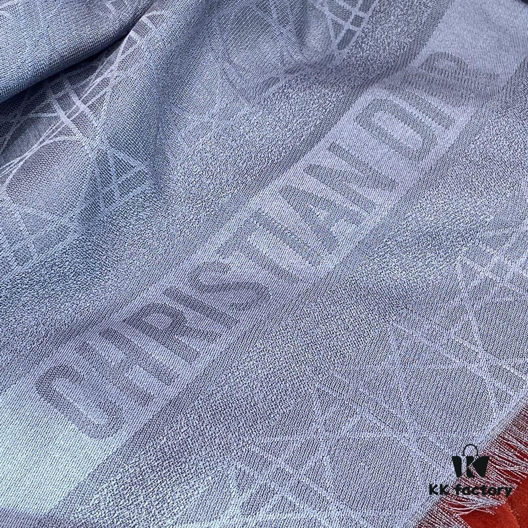 Blue Herringbone Dior Herringbone Trim Gold Thread Shawl