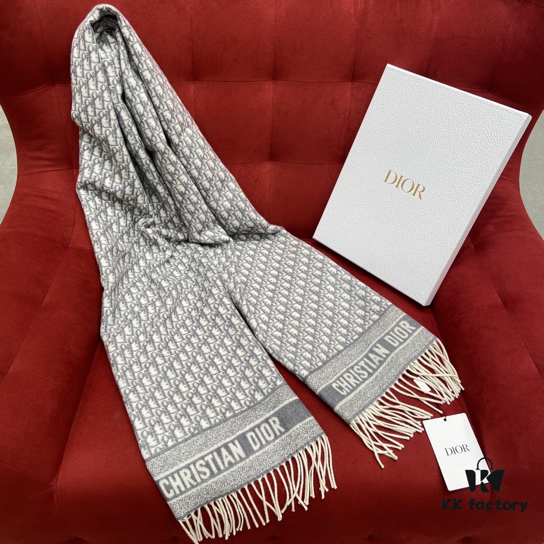6931a8eaccd8ab3d7af9d500 Dior Gray Winter Super Hard-to-Find Classic Cashmere Scarf