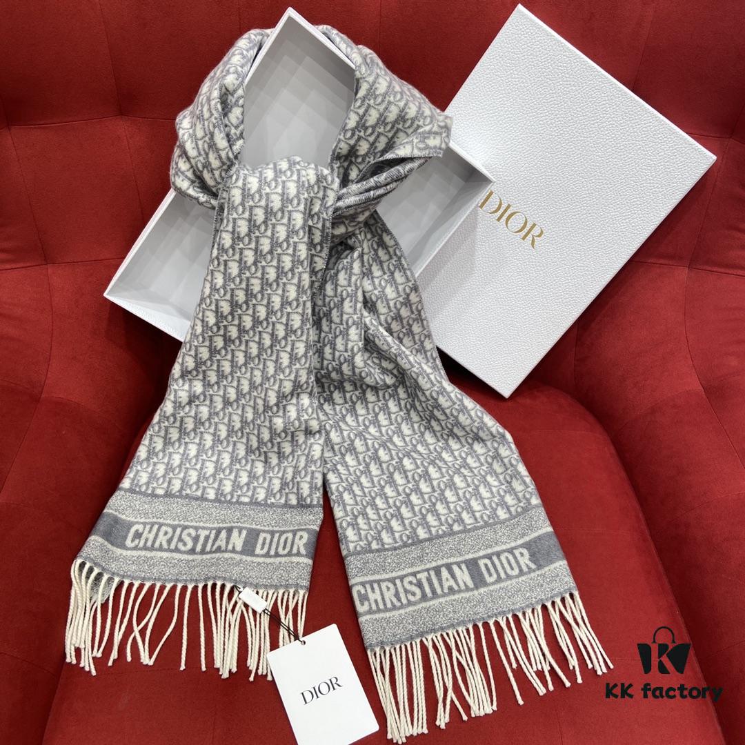 6931a8eaccd8ab3d7af9d501 Dior Gray Winter Super Hard-to-Find Classic Cashmere Scarf