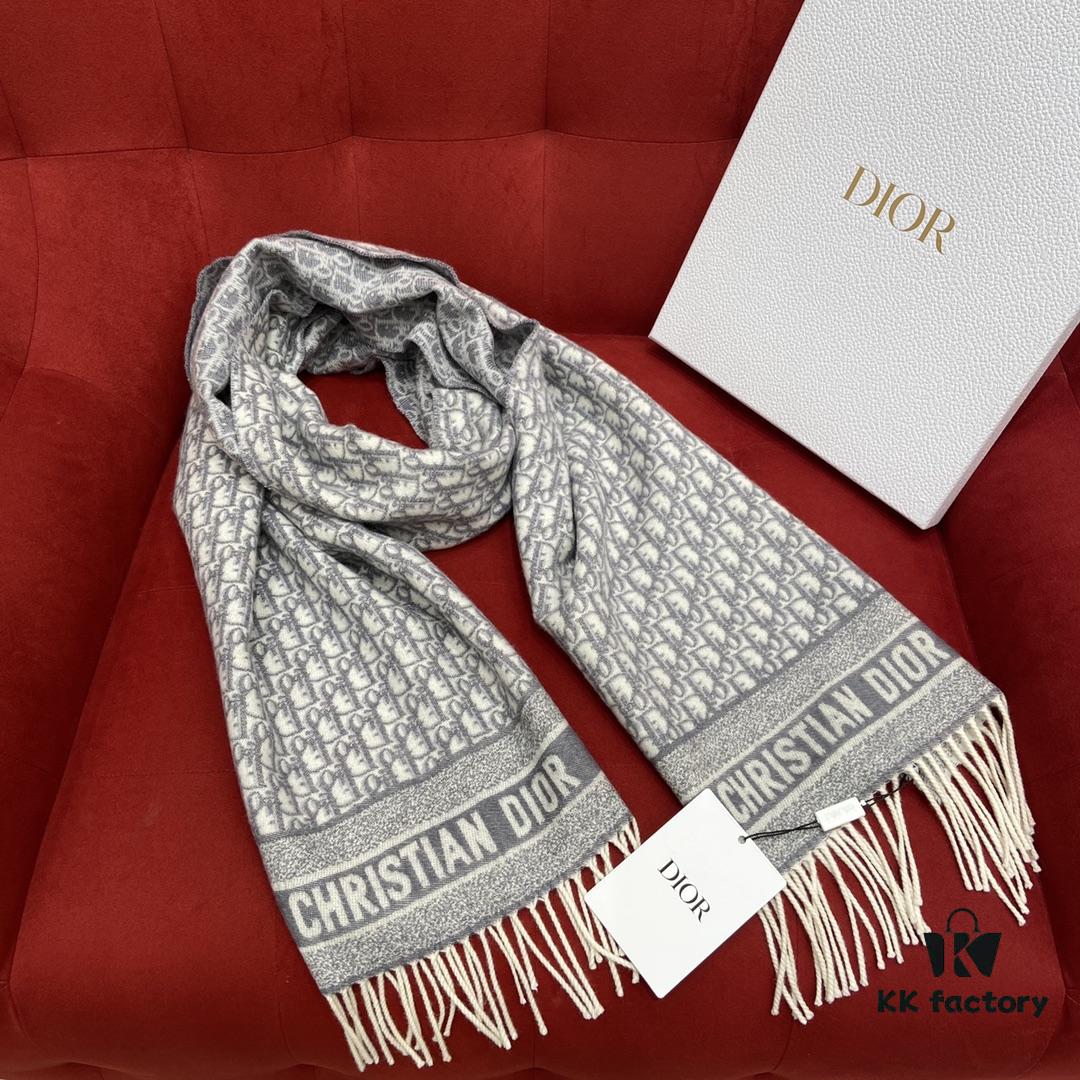 6931a8eaccd8ab3d7af9d502 Dior Gray Winter Super Hard-to-Find Classic Cashmere Scarf