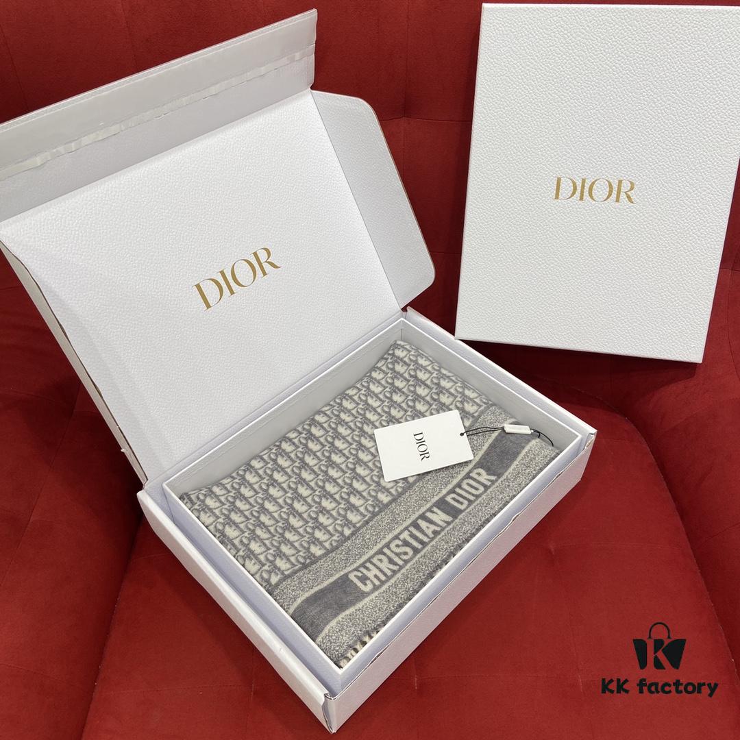 6931a8eaccd8ab3d7af9d508 Dior Gray Winter Super Hard-to-Find Classic Cashmere Scarf