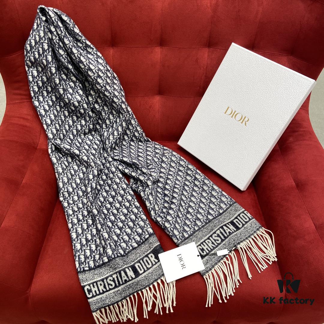 6931a8eaccd8ab3d7af9d50a Blue Dior Winter Must-Have Classic Cashmere Scarf