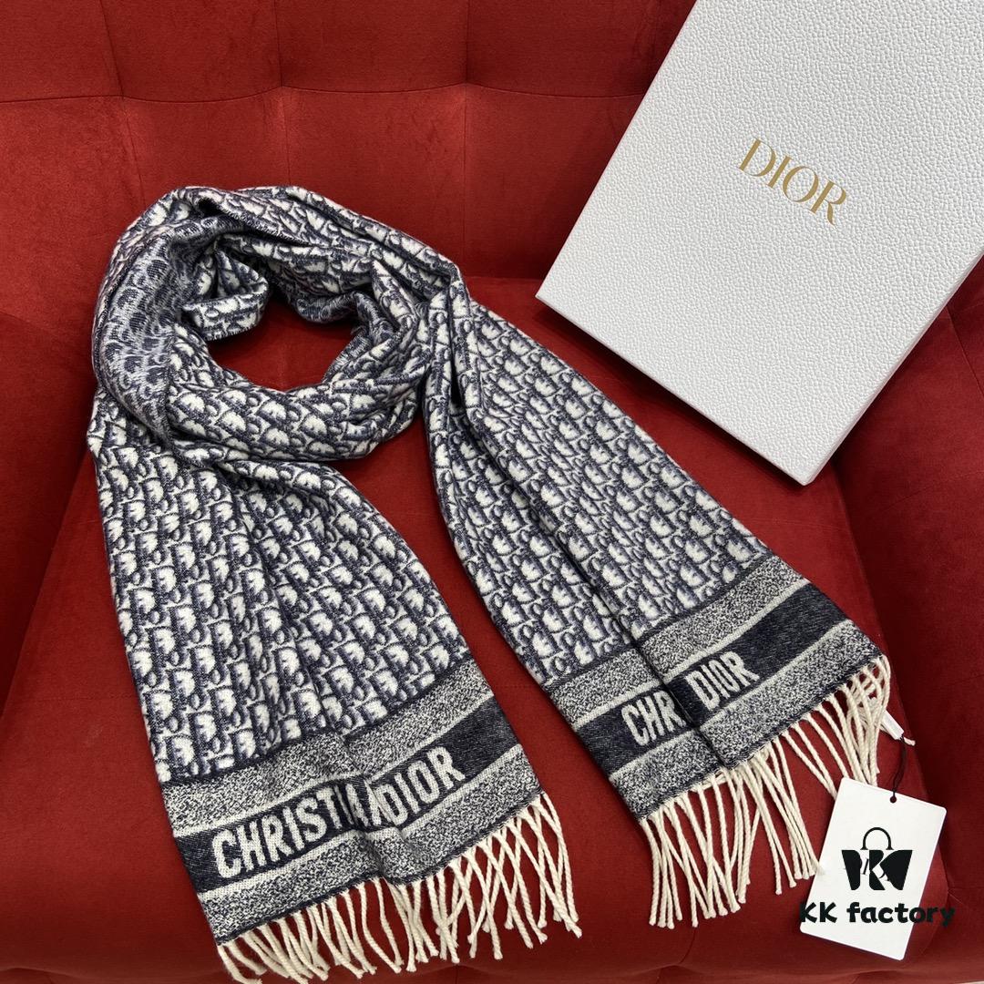 6931a8eaccd8ab3d7af9d50b Blue Dior Winter Must-Have Classic Cashmere Scarf