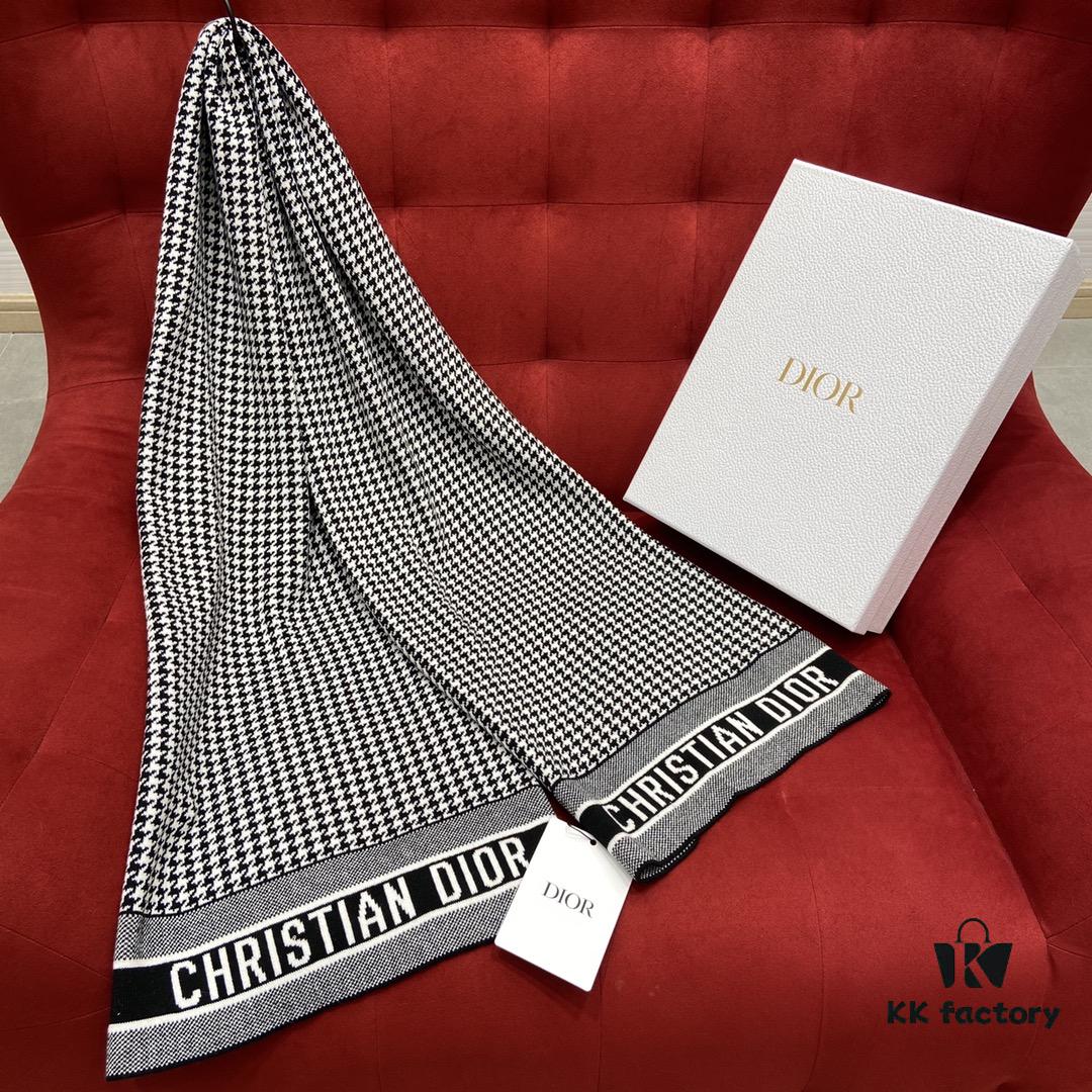 6931a8ecccd8ab3d7af9d524 DIOR Eternal Classic – Houndstooth Pattern Unisex Scarf with 97% Cashmere