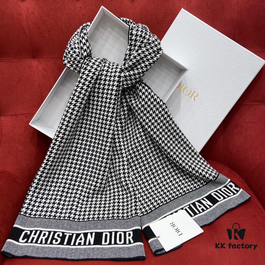 6931a8ecccd8ab3d7af9d525 DIOR Eternal Classic – Houndstooth Pattern Unisex Scarf with 97% Cashmere