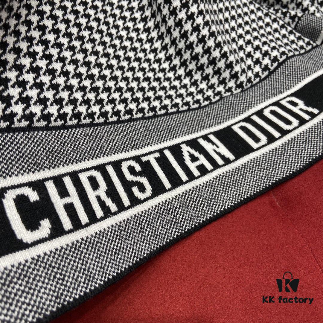 6931a8ecccd8ab3d7af9d527 DIOR Eternal Classic – Houndstooth Pattern Unisex Scarf with 97% Cashmere