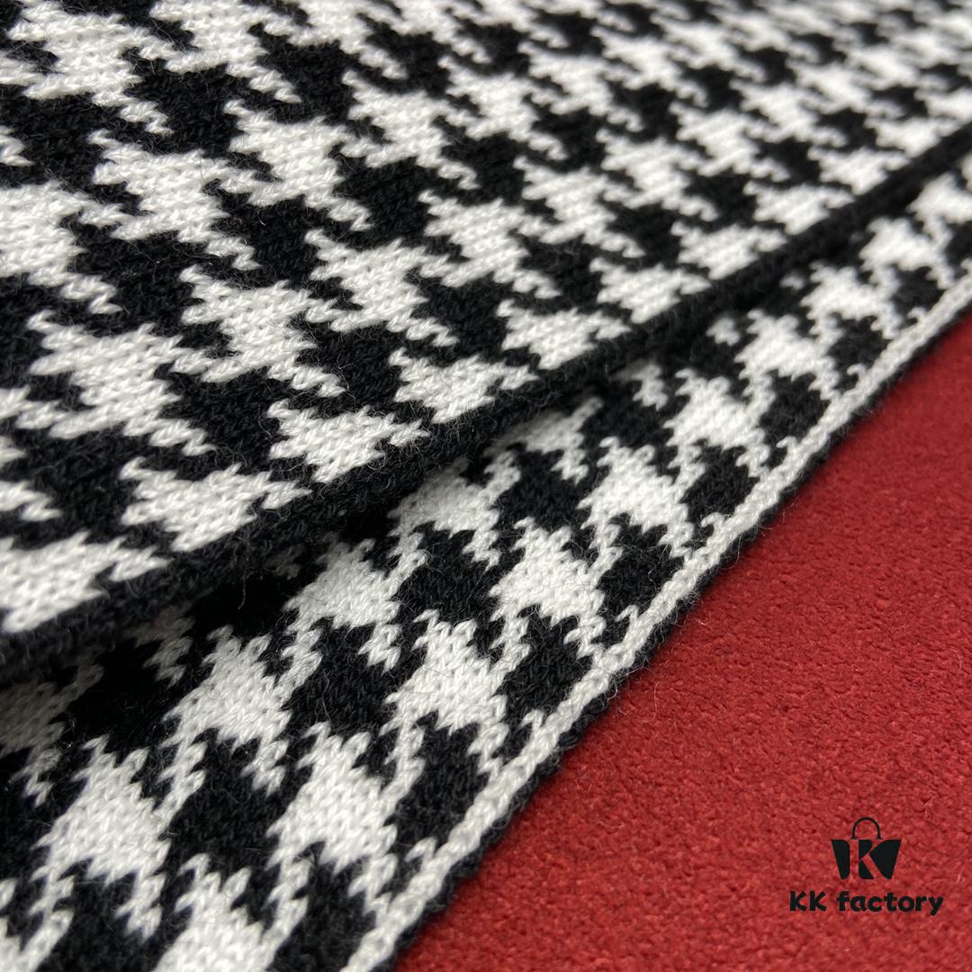 6931a8ecccd8ab3d7af9d528 DIOR Eternal Classic – Houndstooth Pattern Unisex Scarf with 97% Cashmere