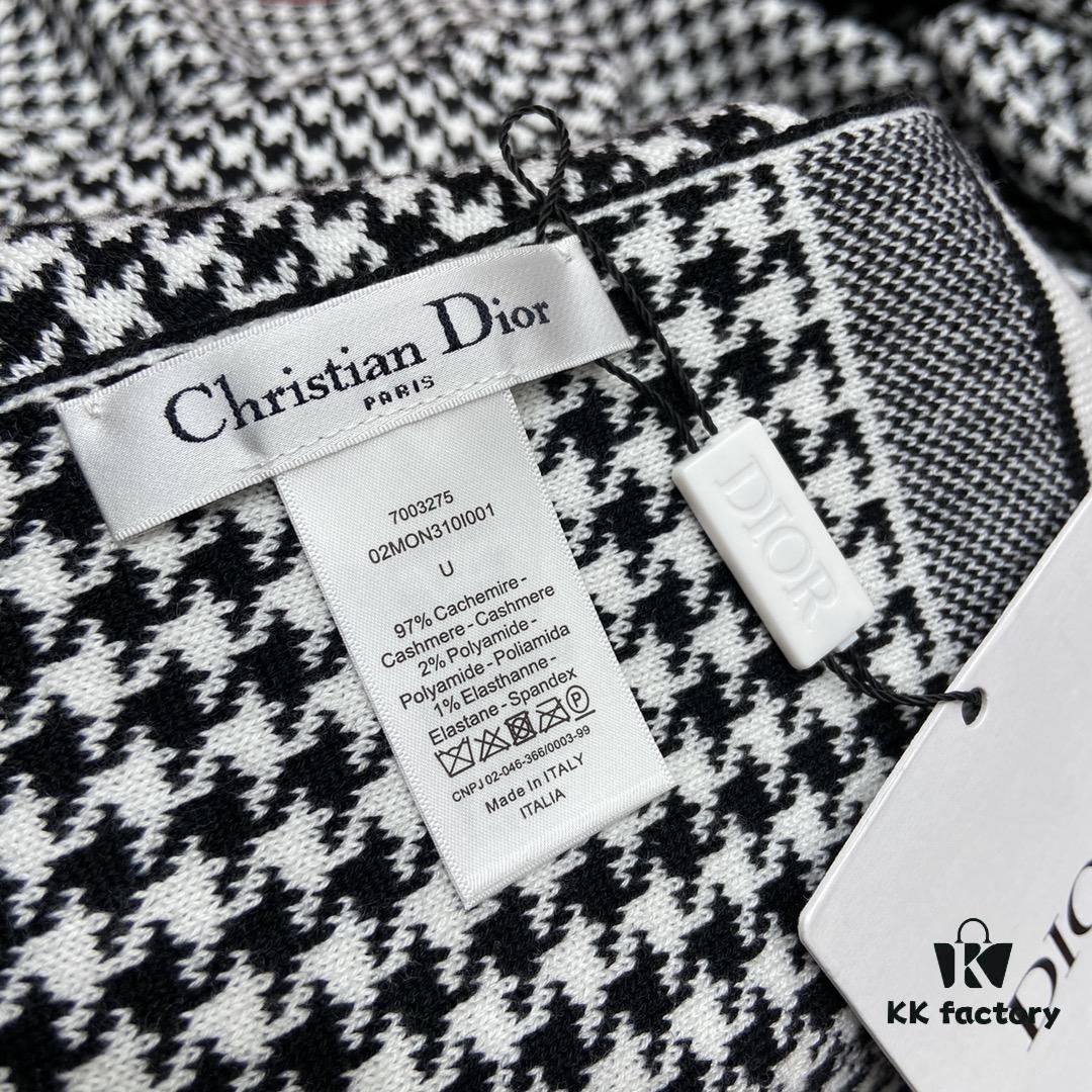6931a8ecccd8ab3d7af9d52a DIOR Eternal Classic – Houndstooth Pattern Unisex Scarf with 97% Cashmere