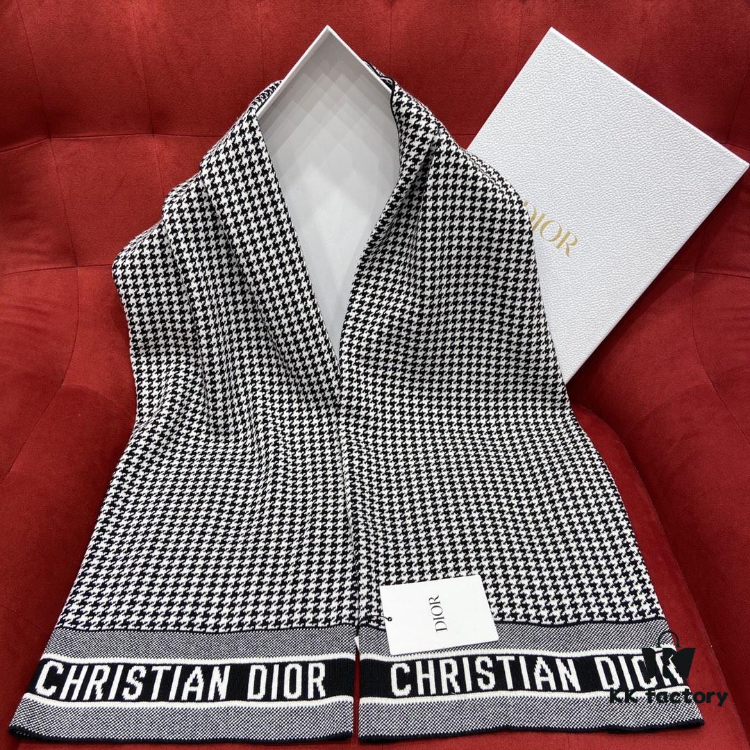 6931a8ecccd8ab3d7af9d52b DIOR Eternal Classic – Houndstooth Pattern Unisex Scarf with 97% Cashmere