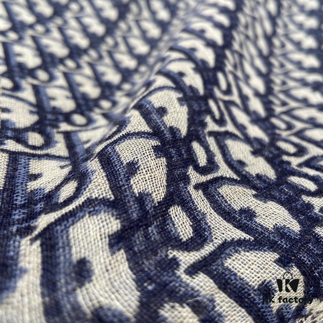 6931a8efccd8ab3d7af9d55d Dior Luxury Shawl with Logo Pattern and Fringe, 42% Wool 42% Silk Blend, 140x140cm