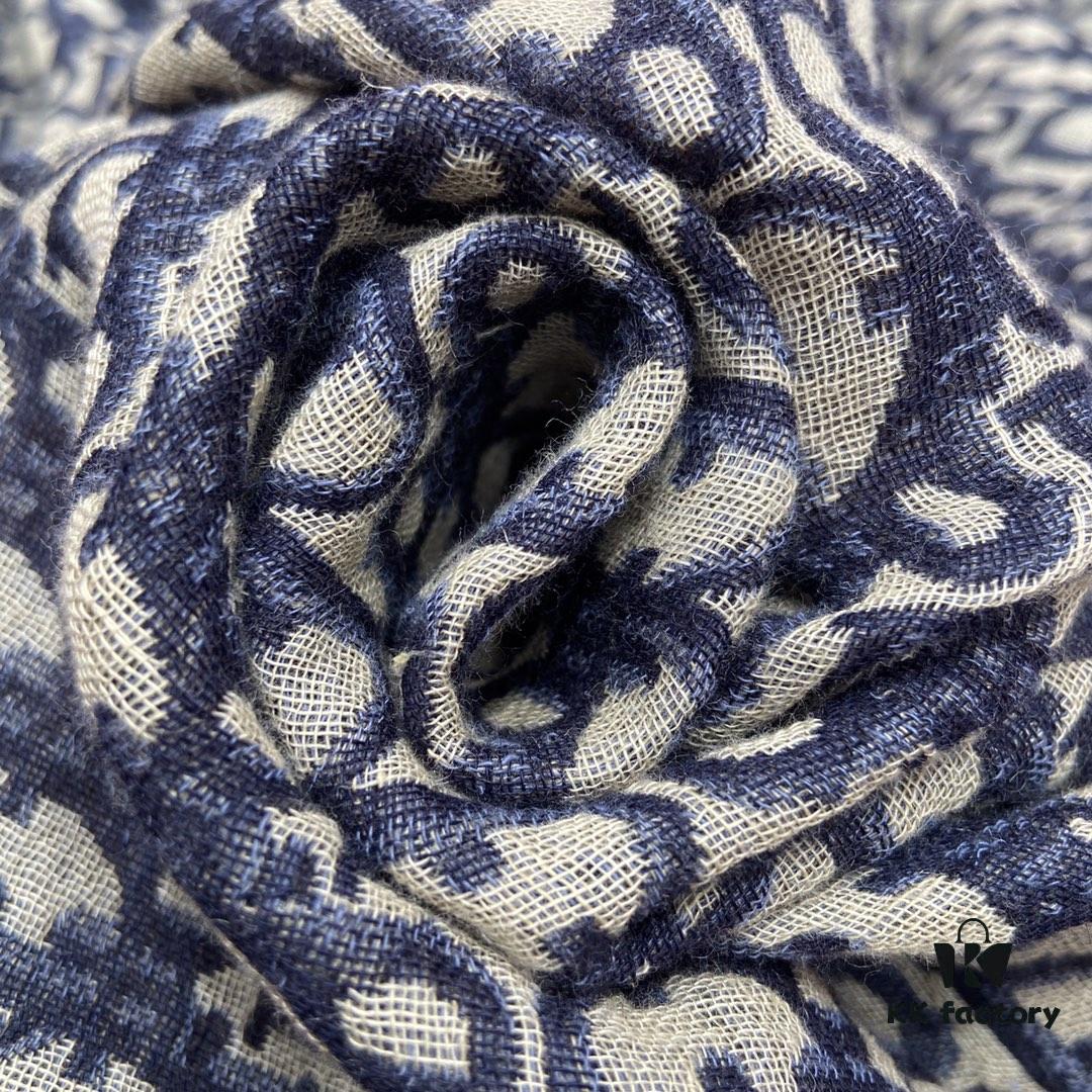 6931a8f0ccd8ab3d7af9d55e Dior Luxury Shawl with Logo Pattern and Fringe, 42% Wool 42% Silk Blend, 140x140cm